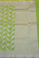 Pure Banarasi Pattu - Parrot Green
