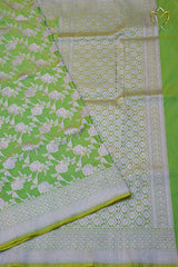 Pure Banarasi Pattu - Parrot Green