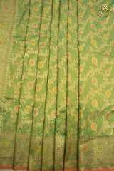 Pure Banarasi Pattu - Pista Green