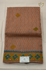 Pure Organza Kutch Work - Chocolate Brown