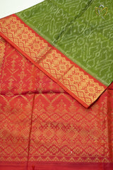 Lightweight Pattu - Olive Green & Brick Red