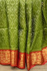 Lightweight Pattu - Olive Green & Brick Red