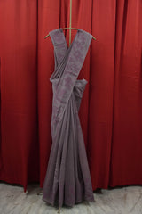 Chanderi Applique Work Saree - Mauve