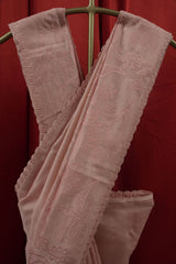 Chanderi Applique Work Saree - Blush Pink