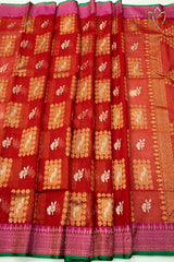 Pure Zari Kota - Dark Red