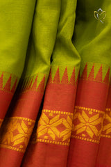 Kanchi Cotton - Bright Olive Green & Red