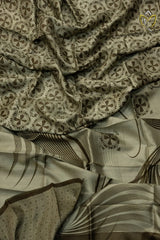 Pure Soft Silk - Grey & Mehendi Green