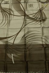 Pure Soft Silk - Grey & Mehendi Green