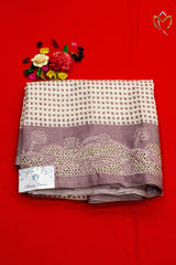 Semi Tussar - Half White & English Pink