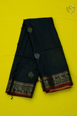 Bishnupuri Silk - Black & Rust