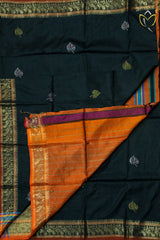 Bishnupuri Silk - Black & Rust
