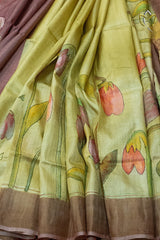 Pure Tussar - Olive Green