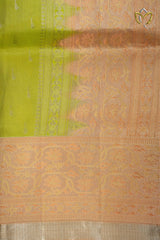 Lightweight Pattu - Neon Green & Peach