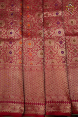 Banarasi Katan Pattu - Pinkish Red