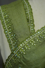 Tussar Handwork - Olive Green