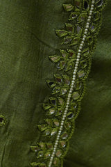 Tussar Handwork - Olive Green