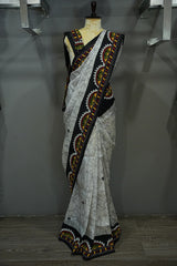 Tussar Kantha Work - Black & White