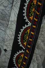 Tussar Kantha Work - Black & White