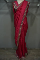 Tussar Mirror Work - Maroon