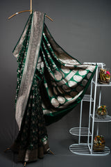 Banarasi Ektara Silk - Dark Green