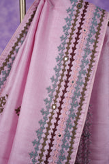 Tussar Kutch Work - Pink