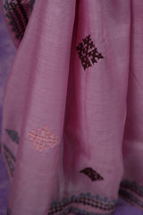 Tussar Kutch Work - Pink