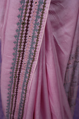 Tussar Kutch Work - Pink