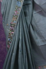 Tussar Parsi Work - Ash