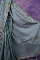 Tussar Parsi Work - Ash