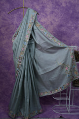 Tussar Parsi Work - Ash