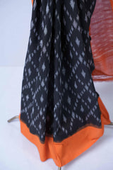 Ikkat Cotton - Black & Orange