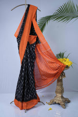 Ikkat Cotton - Black & Orange
