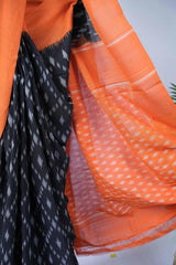 Ikkat Cotton - Black & Orange