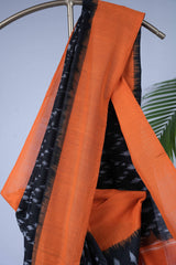 Ikkat Cotton - Black & Orange