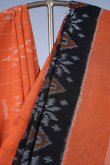 Ikkat Cotton - Black & Orange