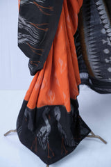 Ikkat cotton - Black & orange
