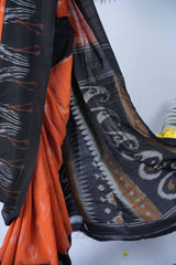 Ikkat cotton - Black & orange
