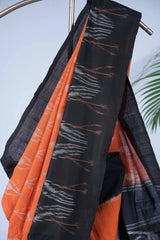Ikkat cotton - Black & orange