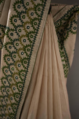 Tussar Thread Work - Beige