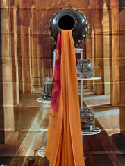 Georgette - Orange Floral Print Saree