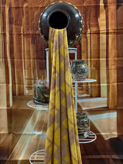 Pure Georgette - Yellow and Brown Geometric Print Saree