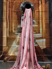 Pure Georgette - Baby Pink Floral Print Saree