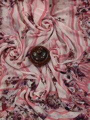 Pure Georgette - Baby Pink Floral Print Saree