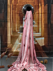 Pure Georgette - Baby Pink Floral Print Saree