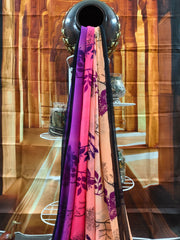 Pure Georgette - Multicolor Ombre Floral Print Saree