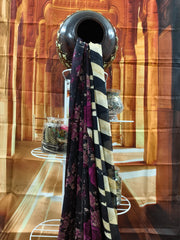 Pure Georgette - black floral saree