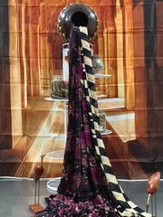 Pure Georgette - black floral saree
