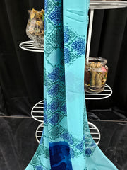 Georgette - Aqua Blue Saree