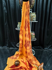 Georgette - Vibrant Mustard-Orange saree