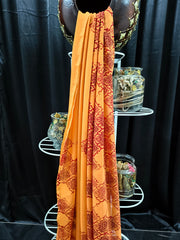 Georgette - Vibrant Mustard-Orange saree